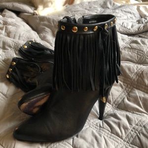 Black leather ankle boots